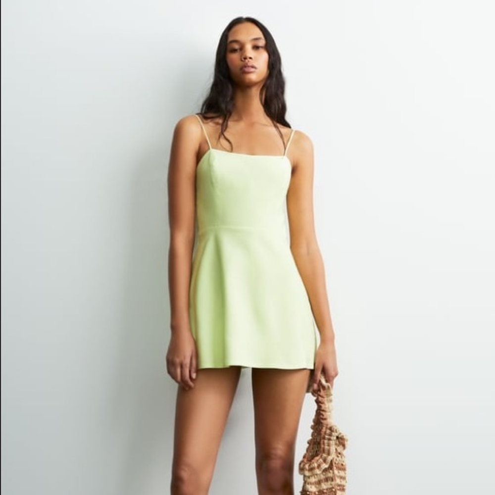 Zara Strappy Linen Blend Playsuit Dress